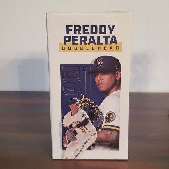 NIB 2022 Milwaukee Brewers Freddy Peralta Bobblehead - Picture 8 of 11